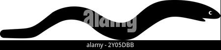 Anguille poisson serpent forme de fruits de mer concept icône de vecteur de couleur noire illustration image plat style simple Illustration de Vecteur