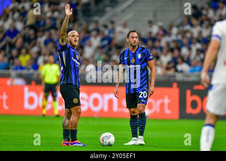 Milan, Italie. 30 août 2024. Hakan Calhanoglu (20 ans) de l'Inter vu lors du match de Serie A entre l'Inter et Atalanta à Giuseppe Meazza à Milan. Banque D'Images