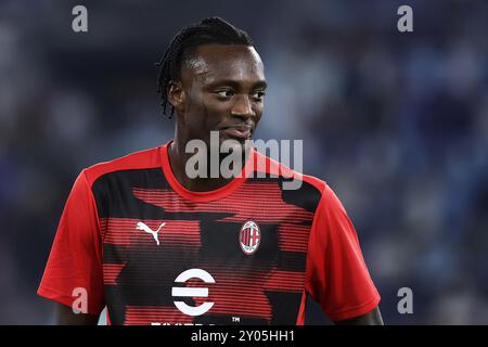 Rome, Italie. 31 août 2024. Tammy Abraham de Milan regarde pendant le match de football Serie A entre le SS Lazio et l'AC Milan au Stadio Olimpico à Rome, en Italie. Crédit : FEDERICO PROIETTI Banque D'Images