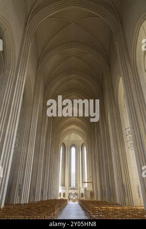 Copenhague, Danemark, 9 avril 2016 : photo intérieure de l'église Grundtvigs, Europe Banque D'Images