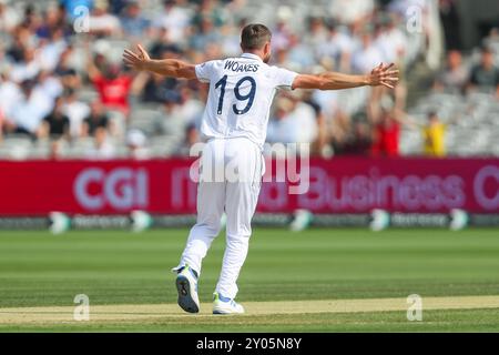 Chris Woakes d'Angleterre lance un appel pour un guichet lors du 2ème match de test Rothesay Angleterre v Sri Lanka jour 4 à Lords, Londres, Royaume-Uni, 1er septembre 2024 (photo par Izzy Poles/News images) à Londres, Royaume-Uni le 9/1/2024. (Photo Izzy Poles/News images/SIPA USA) Banque D'Images