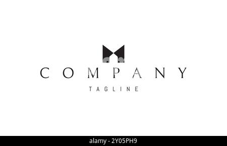 Logo vectoriel avec une image abstraite de la lettre M avec une silhouette d'une maison à l'intérieur. Illustration de Vecteur