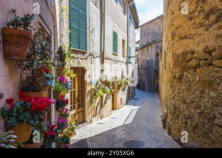 Rue de l'usine à Valldemossa, Majorque Banque D'Images