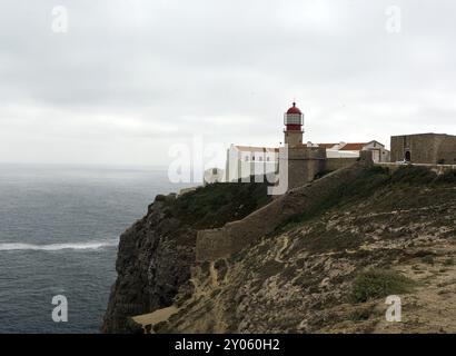 Section côtière, Portugal, Algarve point le plus au sud-ouest du continent européen avec le phare le plus puissant d'Europe. point sud-ouest o Banque D'Images