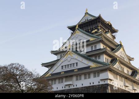 Osaka, Japon, 10 décembre 2014 : le château historique japonais d'Osaka-JO, en Asie Banque D'Images