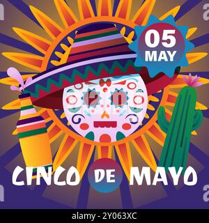 Illustration de célébration cinco de Mayo gradient vectoriel Illustration de Vecteur