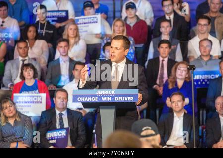 Londres, Angleterre, Royaume-Uni. 1er septembre 2024. Le candidat à la direction du Parti conservateur ROBERT JENRICK est vu dans son lancement de campagne dans le centre de Londres. (Crédit image : © Tayfun Salci/ZUMA Press Wire) USAGE ÉDITORIAL SEULEMENT! Non destiné à UN USAGE commercial ! Banque D'Images