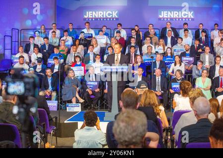 Londres, Angleterre, Royaume-Uni. 1er septembre 2024. Le candidat à la direction du Parti conservateur ROBERT JENRICK est vu dans son lancement de campagne dans le centre de Londres. (Crédit image : © Tayfun Salci/ZUMA Press Wire) USAGE ÉDITORIAL SEULEMENT! Non destiné à UN USAGE commercial ! Banque D'Images