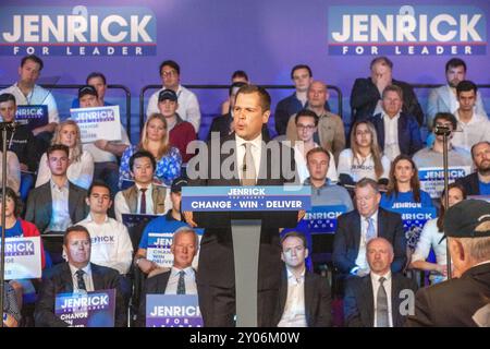 Londres, Angleterre, Royaume-Uni. 1er septembre 2024. Le candidat à la direction du Parti conservateur ROBERT JENRICK est vu dans son lancement de campagne dans le centre de Londres. (Crédit image : © Tayfun Salci/ZUMA Press Wire) USAGE ÉDITORIAL SEULEMENT! Non destiné à UN USAGE commercial ! Banque D'Images