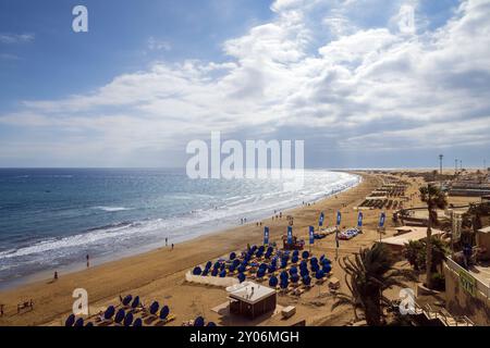 La plage de sable Playa del Inglés sur la pointe sud de Gran Canaria Banque D'Images