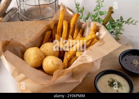 nourriture, repas, viande, assiette, frit, pomme de terre, dîner, frites, chips, plat, poulet, snack, déjeuner, français, blanc, saucisse, cuit, légume, délicieux, boeuf, Banque D'Images