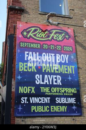 Affiche murale Riot Fest 2024 dans le West Loop de Chicago Banque D'Images