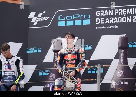 Alvcaniz, ESP. 30 août 2024. 99 Rueda Jose Antonio MOTO3 (JRue) SPA Red Bull KTM Ajo KTM lors du Moto Grand Prix GoPro d'Aragon essais libres MotoGP vendredi, MotoGP d'Espagne au circuit Motorland à Alcaniz le 30 août 2024 à Alcaniz, Espagne. (Photo de Fabio Averna/Sipa USA) crédit : Sipa USA/Alamy Live News Banque D'Images