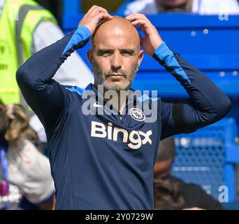 Londres, Royaume-Uni - 01 septembre 2024 - Chelsea v Crystal Palace - premier League - Stamford Bridge. Directeur de Chelsea Enzo Maresca. Crédit photo : Mark pain / Alamy Live News Banque D'Images