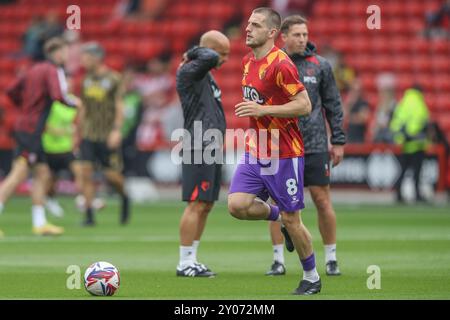 Giorgi Chakvetadze de Watford dans la séance d'échauffement d'avant-match lors du match du Sky Bet Championship Sheffield United vs Watford à Bramall Lane, Sheffield, Royaume-Uni, 1er septembre 2024 (photo par Alfie Cosgrove/News images) Banque D'Images