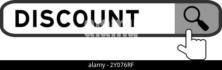 Bannière de recherche dans Word discount avec l'icône loupe de main sur fond blanc Illustration de Vecteur