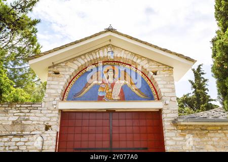 Entrée du monastère de l'Archange Michel, île de Thassos, Grèce, Europe Banque D'Images