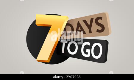 7 jours restants. Réductions de compte à rebours et temps de vente. Sept jours restants affiche, étiquette. Illustration vectorielle Illustration de Vecteur