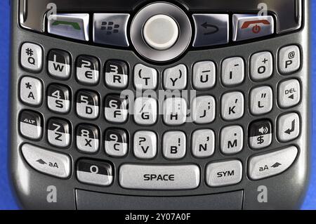 Strock photo du clavier du smartphone BlackBerry 8310 Curve en gros plan Banque D'Images