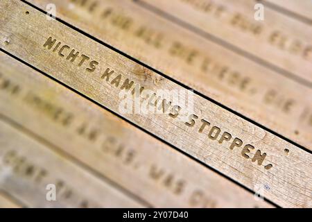 Plancher en bois d'un pont à Magdebourg Banque D'Images