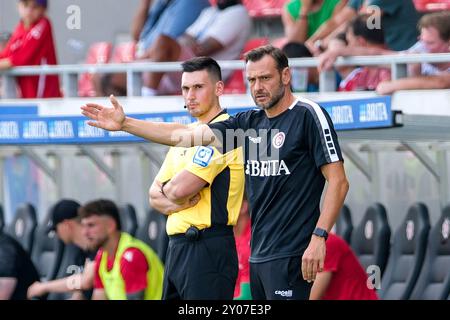 Wiesbaden, Deutschland. 01 Sep, 2024. Nils Doering (SV Wehen Wiesbaden, entraîneur) gestikuliert, GER, SV Wehen Wiesbaden v. FC Energie Cottbus, Fussball, 3. Bundesliga, 4. Spieltag, saison 2024/2025, 01.09.2024 LA RÉGLEMENTATION DFL INTERDIT TOUTE UTILISATION DE PHOTOGRAPHIES comme SÉQUENCES D'IMAGES et/ou QUASI-VIDÉO. Foto : Eibner-Pressefoto/Florian Wiegand crédit : dpa/Alamy Live News Banque D'Images