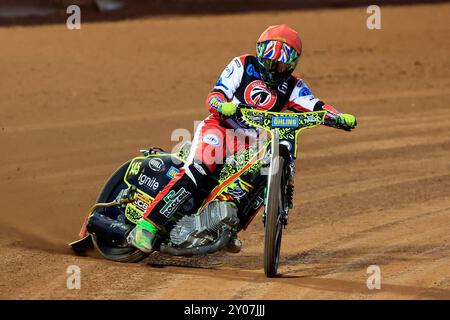 William Cairns (réserve) de belle vue 'Cool Running' Colts lors du match de la WSRA National Development League entre belle vue Colts et Edinburgh Monarchs Academy au National Speedway Stadium de Manchester, en Angleterre, le 30 août 2024. (Photo : Thomas Edwards | mi News) crédit : MI News & Sport /Alamy Live News Banque D'Images