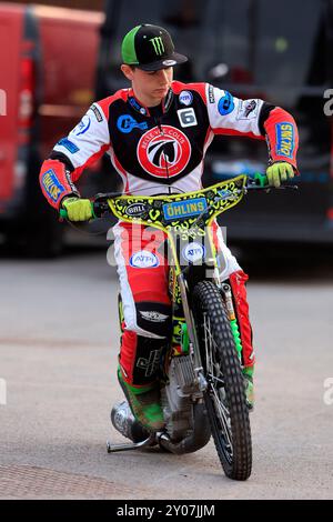 William Cairns (réserve) de belle vue 'Cool Running' Colts lors du match de la WSRA National Development League entre belle vue Colts et Edinburgh Monarchs Academy au National Speedway Stadium de Manchester, en Angleterre, le 30 août 2024. (Photo : Thomas Edwards | mi News) crédit : MI News & Sport /Alamy Live News Banque D'Images