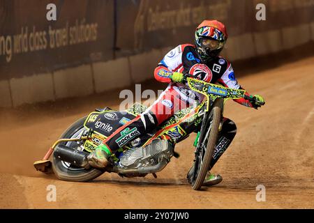William Cairns (réserve) de belle vue 'Cool Running' Colts lors du match de la WSRA National Development League entre belle vue Colts et Edinburgh Monarchs Academy au National Speedway Stadium de Manchester, en Angleterre, le 30 août 2024. (Photo : Thomas Edwards | mi News) crédit : MI News & Sport /Alamy Live News Banque D'Images