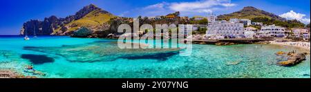 Superbes meilleures plages de Majorque (Majorque) île. Cala Clara dans la partie nord avec la mer turquoise claire. Espagne, îles Baléares Banque D'Images