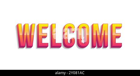 Bienvenue bannière de typographie 3D, lettres 3D. Illustration de Vecteur