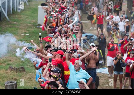 Monza, Italie. 1er septembre 2024. Spectateurs, Grand Prix de F1 d'Italie à l'Autodromo Nazionale Monza le 1er septembre 2024 à Monza, Italie. (Photo de HOCH Zwei) crédit : dpa/Alamy Live News Banque D'Images