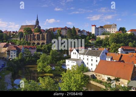 Bautzen Ortenburg et Nicolaikirchenruine in der Oberlausitz, château Ortenburg et ruine de l'église St Nikolai, Bautzen, Saxe, haute-Lusace en Allemagne Banque D'Images