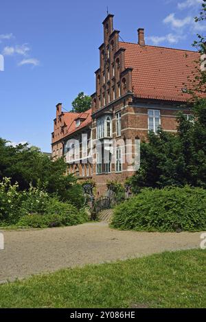 Europe, Allemagne, Hambourg, quartier Bergedorf, Château de Bergedorf du 17ème siècle, seul château de Hambourg, brique, pignon à gradins, baie vitrée, Hambur Banque D'Images