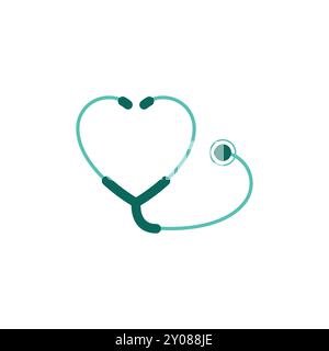 Conception de forme de coeur de stéthoscope - icône médicale et de santé Illustration de Vecteur