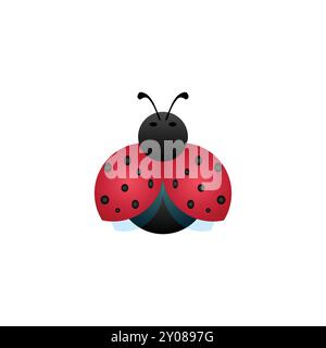 Icône mignonne de coccinelle avec des couleurs vives Illustration de Vecteur