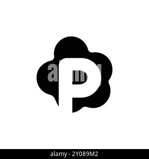 Lettre P logo initial Design en noir gras Illustration de Vecteur