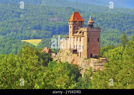 Erlenbach Berwartstein Castle à Dahner Felsenland, Berwartstein Castle à Dahn Rockland, Allemagne, Europe Banque D'Images