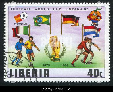 LIBERIA - VERS 1981 : timbre imprimé par Liberia, montre le football, vers 1981 Banque D'Images