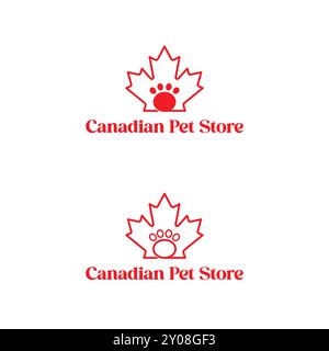 Logo minimal du magasin canadien d'animaux de compagnie à feuilles Illustration de Vecteur