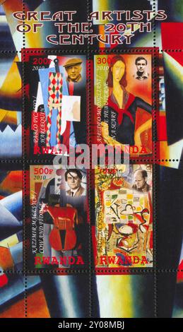 RWANDA - VERS 2010 : timbre imprimé par le Rwanda, montre de grands artistes, vers 2010 Banque D'Images