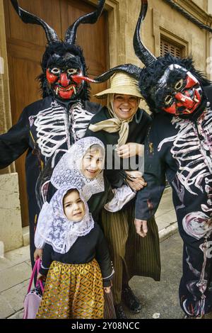 Bendicion de los animales de Sant Antoni, patron de los animales domesticos, Llucmajor, Mallorca, Islas baleares, Espagne, Europe Banque D'Images