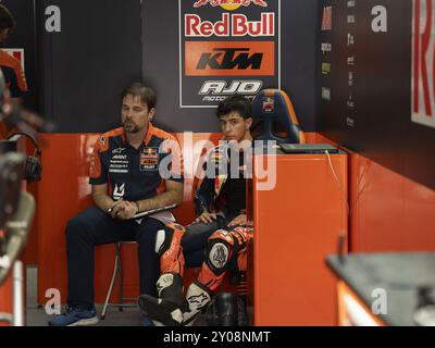99 Rueda Jose Antonio MOTO3 (JRue) SPA Red Bull KTM Ajo KTM lors du Moto Grand Prix GoPro d'Aragon Grand Prix Race MotoGP dimanche, MotoGP d'Espagne au circuit Motorland à Alcaniz le 1er septembre 2024 à Alcaniz, Espagne. Banque D'Images