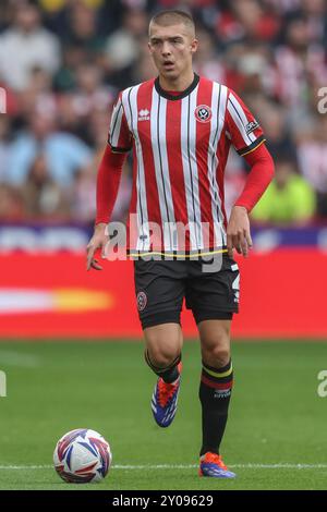 Alfie Gilchrist de Sheffield United lors du match du Sky Bet Championship Sheffield United vs Watford à Bramall Lane, Sheffield, Royaume-Uni, 1er septembre 2024 (photo par Alfie Cosgrove/News images) Banque D'Images