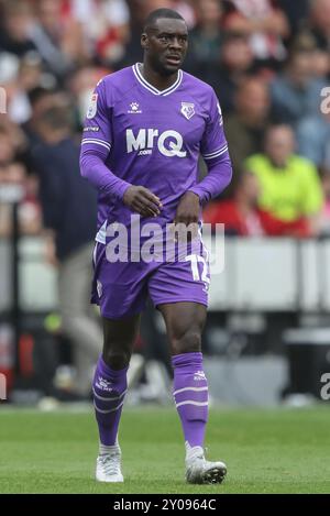 Ken Sema de Watford pendant le match du Sky Bet Championship Sheffield United vs Watford à Bramall Lane, Sheffield, Royaume-Uni, 1er septembre 2024 (photo par Alfie Cosgrove/News images) Banque D'Images