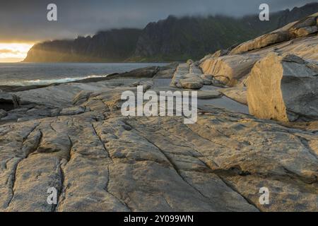 Soirée Mood, Okshornan, Senja, Troms Fylke, Norvège, juillet 2015, Europe Banque D'Images