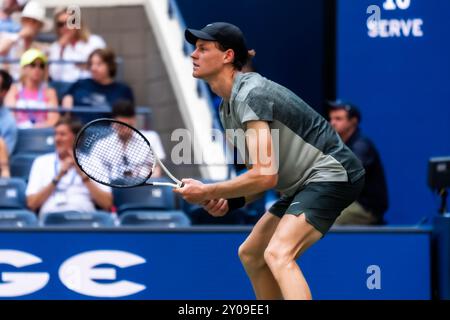 Jannik Sinner (ITA) participe à la première ronde de l'US Open de Tennis 2024. Banque D'Images