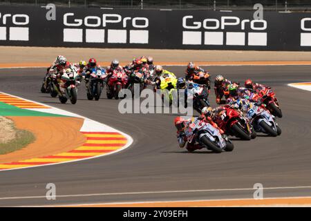 Alvcaniz, ESP. 01 Sep, 2024. Début de course MotoGP lors du Moto Grand Prix GoPro d'Aragon essais libres MotoGP vendredi, MotoGP d'Espagne au circuit Motorland à Alcaniz le 1er septembre 2024 à Alcaniz, Espagne. (Photo de Fabio Averna/Sipa USA) crédit : Sipa USA/Alamy Live News Banque D'Images