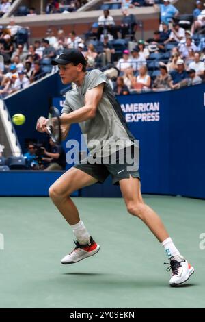 Jannik Sinner (ITA) participe à la première ronde de l'US Open de Tennis 2024. Banque D'Images