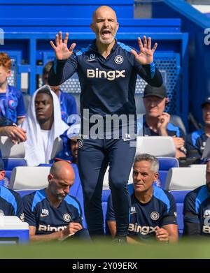 Londres, Royaume-Uni - 01 septembre 2024 - Chelsea v Crystal Palace - premier League - Stamford Bridge. Directeur de Chelsea Enzo Maresca. Crédit photo : Mark pain / Alamy Live News Banque D'Images