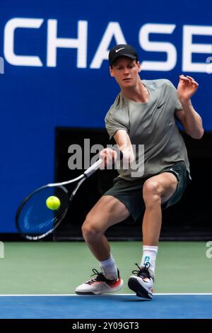 Jannik Sinner (ITA) participe à la première ronde de l'US Open de Tennis 2024. Banque D'Images